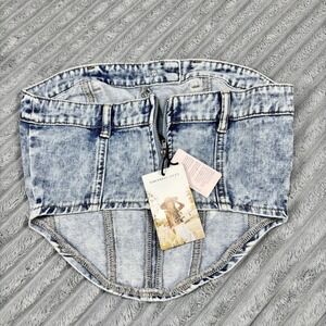Sincerely Jules NWT Women's Sleeveless Acid Wash Denim Crop Top‎